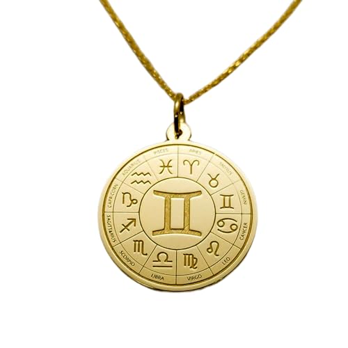Pendentif pièce Gémeaux LKBEADS avec chaîne 45 cm, le cadeau d'anniversaire idéal