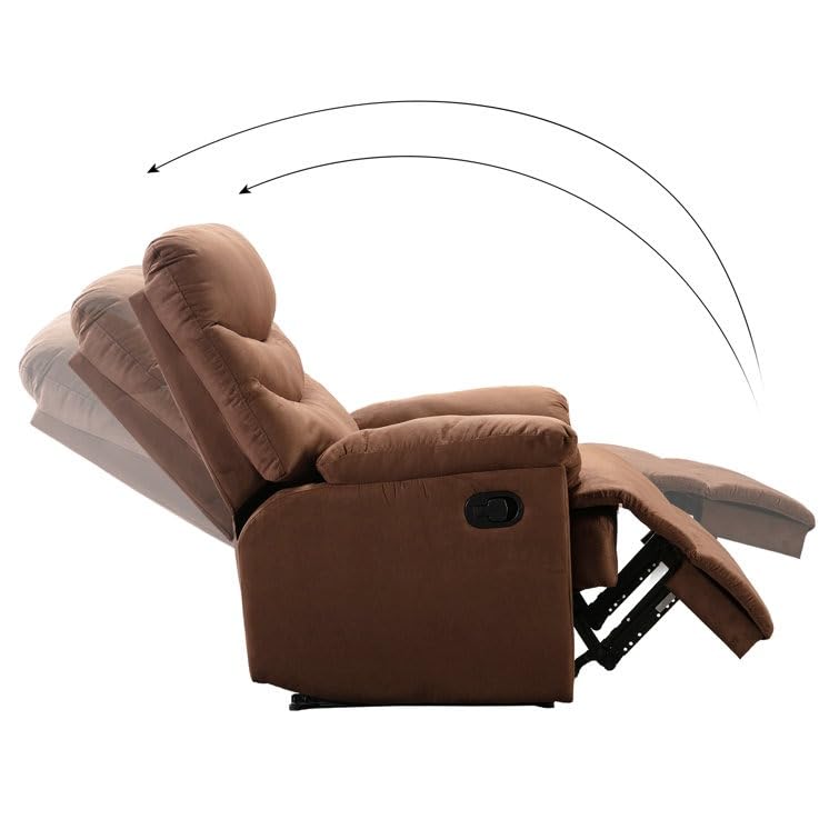 Image of Torque - Valencia 1 Seater Fabric Manual Recliner | Recliner Sofa /Chair for Living Room, Bedroom, Office (Brown) | 1 Year Warranty