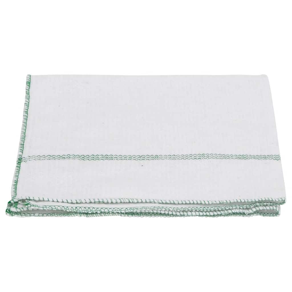 Paños de limpieza 10 unidades blanco verde rayas 50 x 60 cm algodón poliéster con bordes overlock para el hogar, cocina, baño, cuidado del suelo y eliminación de manchas