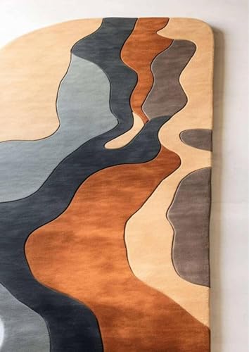 Image of Sifa Carpet Hand Made Natural Woolan Tufted Carpets Irregular Shaped Handmade Area Rugs, for Your Room Multi Color Size 3x5 feet (90x150cm)