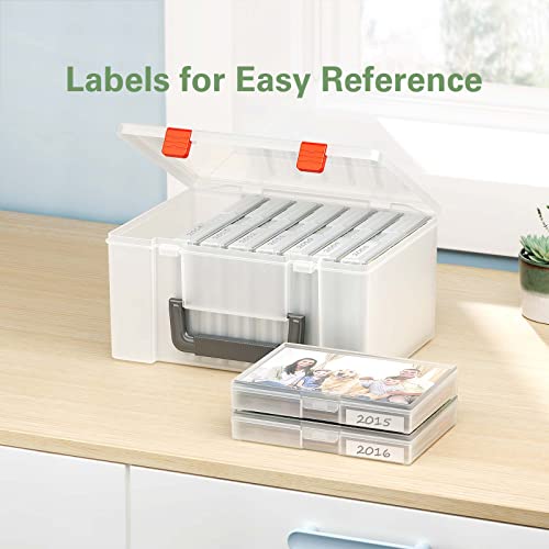 Zarler Photo Storage Box 4X6 Picture Boxes, 9 Inner Seed Organizer Cases With Handle, Photo Storage Container Photo Keeper With Provided Sticker Labels (Clear) #TOP2