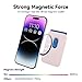 Magnetic Wallet Cell Phone Card Holder for Phone Case, Stronger Magnetic RFID Leather Phone Wallet Stick on Series of iPhone 17/16/15/14/13/12 and Pro/Promax, Light Pink