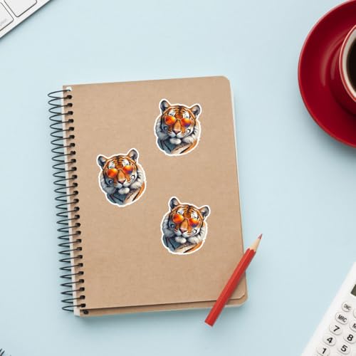 Image of 3PCS Cool Tiger Sticker Sunglasses Animal Decal for Laptop Water Bottle Car