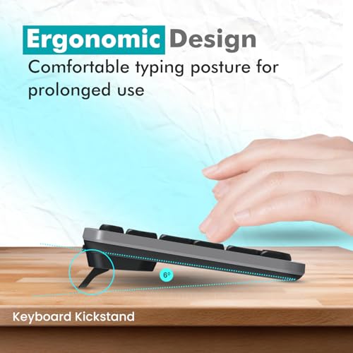 Image of Portronics Key4 Combo 2.4GHz Wireless Keyboard Mouse Set I Noiseless I Multi-Media Shortcut Key Function(Grey)
