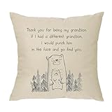 XUNLIZXY Funny Grandson Gifts from Grandma Grandpa-for Birthday Christmas Graduation Throw Pillow Cover Cushion Cover Thanks for Being My Grandson