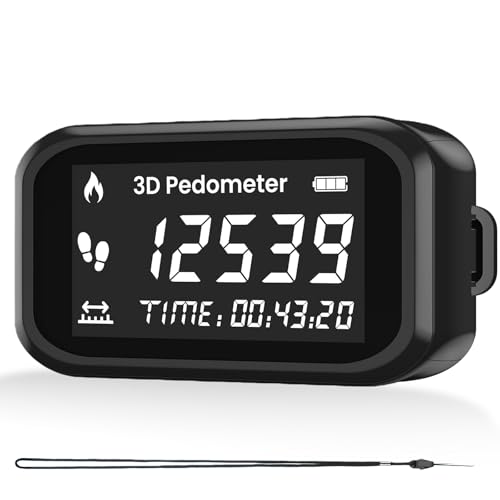Podómetro 3D para caminar, podómetro preciso con cordón de clip, podómetro simple para caminar con pantalla LCD, rastreador de pasos para caminar, correr, senderismo, entrenamiento deportivo