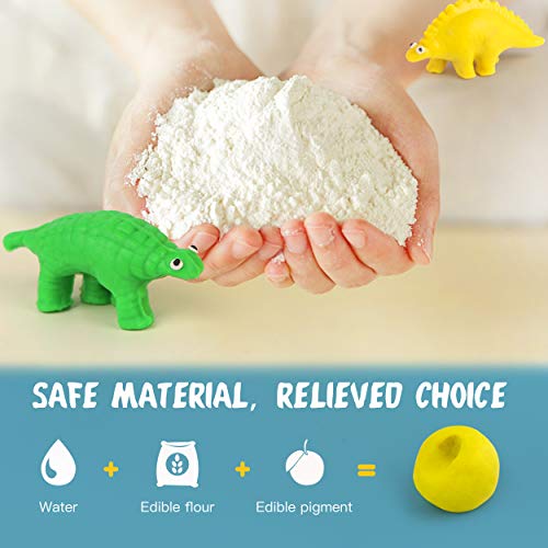 Jar Melo Dinosaur Modeling Clay Kit, 20 Pieces Magic Dough,Non-Toxic Dinosaur Dough Figures Toys for Kids