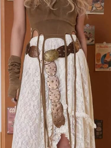 Floerns Women's Western Lace Long Skirt Asymmetrical Ruffle Trim Maxi Skirt Without Belt4