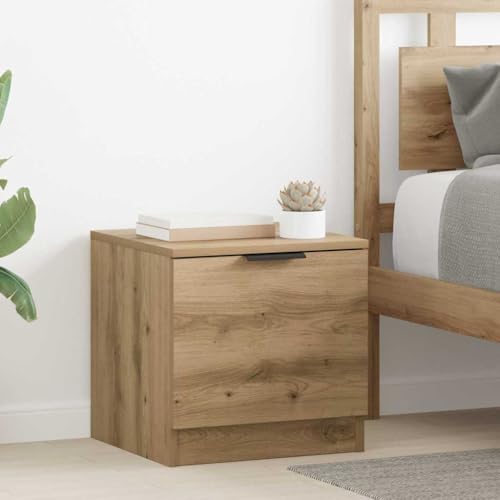 Table d'appoint avec espace de rangement double niveau en bois de chêne