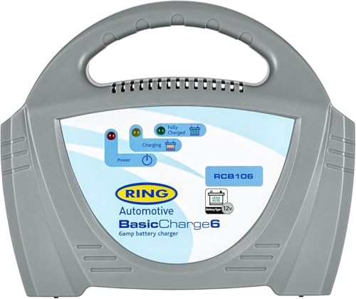 RING 6A Car Battery Charger for Vehicles Up to 1.6L: Compatible for 12V Lead Acid Batteries