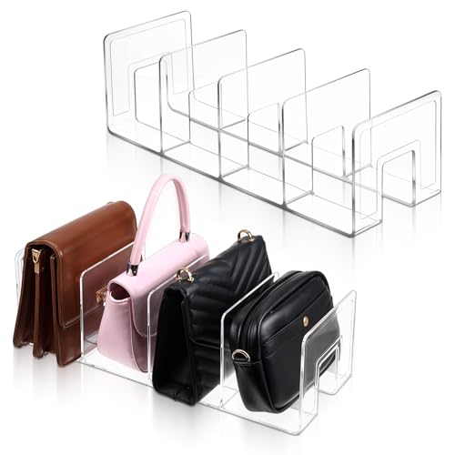 Oqqlin 2 Pcs Acrylic Purse Organizer for Closet, 4 Sections