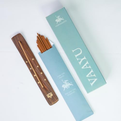 Image of Vaayu Luxury Incense Sticks | 60 Bambooless Incense Sticks | Pure Sheesham Wood Stand | Long Lasting Fragrance | Complete Sensory Journey | Ethically Crafted | Pack of 1