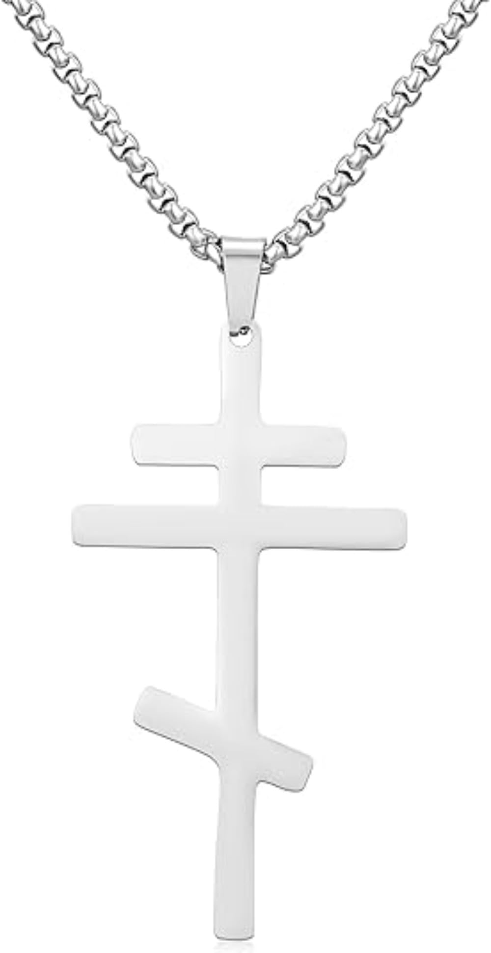 Collier croix orthodoxe Ilya en acier, le cadeau symbolique idéal