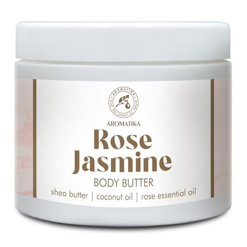 Manteca de Rosa-Jazmín 300 ml - Manteca Corporal en Crema con Manteca de Karité - Aceite de Almendras & Aceite de Coco - Hidratante Corporal - Cuidado de la Piel - Cuidado de Manos - Belleza