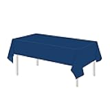 Laroder 4 Pack 54 x 108 Inch Navy Blue Tablecloth Plastic Dark Blue Disposable Table Cloths for 6 to 8 Foot Rectangle Tables Picnic Table Cover for Birthday Graduation BBQ Wedding Party Decorations