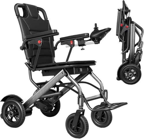Silla de ruedas eléctrica de fibra de carbono para viajes, 13 kg, alcance de 30 km, aprobada por aerolíneas, sistema de frenado doble, silla de ruedas eléctrica ligera para personas mayores