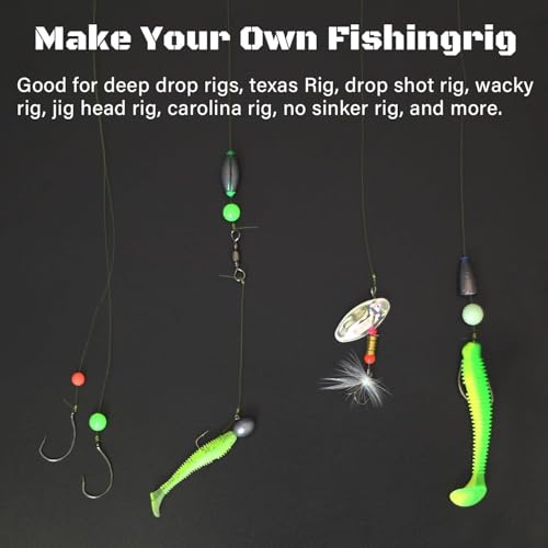 KAYYIPEX Fishing Beads 6mm 8mm 10mm Size Options, Glow in The Dark Beads Assorted, Each Box Contains 3 Colors Red Green White for Freshwater Saltwater Fishing Rigs Catfish Steelhead Lure Making