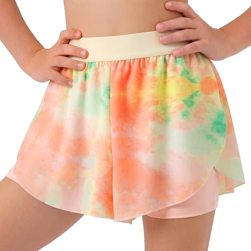 Image of Tokeya Girls Shorts 2 in 1 Kids Flowy Athletic Shorts Double Layer with Elastic Waist Summer Casual Cycling Sports Skort Quick Dry Comfy Short Legggings for Tennis Dance Running Age 10-11 Years, Pink