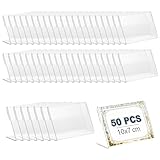 Acryl Etikettenhalter, 10 x 7 cm, 50 Stück Transparenter Vertical Acryl Etikettenhalter, Preisschilder Aufsteller, Kleiner Tabelle Namensschild, Visitenkarten Display, für Büro, Schulen, Shop