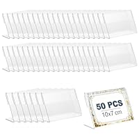 Acryl Etikettenhalter, 10 x 7 cm, 50 Stück Transparenter Vertical Acryl Etikettenhalter, Preisschilder Aufsteller, Kleiner Tabelle Namensschild, Visitenkarten Display, für Büro, Schulen, Shop