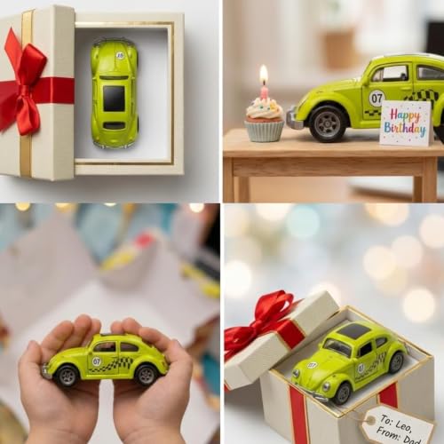 Image of Premium 1:64 Scale Die Cast Metal Toy Car Mini Collectible Vehicle with Free Rolling Wheels Realistic Metal Body Display Model for Kids Boys Girls Green Color