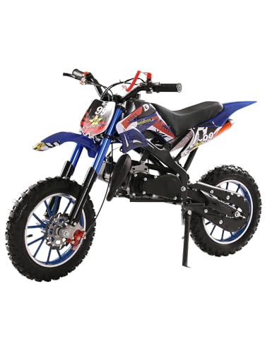 Kids Ride On Motorcycle, 50CC 2-Stroke Gas Powered Motorcycle, Up to 25 Mph, 10'' Pneumatic Tire, Full Suspension Off Road Motor Cross for Children Ages 8-17, Easy Pull Start, Front & Rear Disc Brake