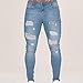 QOAAIE Men's Slim Fit Ripped Skinny Jeans Casual Moto Biker Jean Pants Fashion Stretch Destroyed Denim Pant (Light Bluec1,3X-Large)