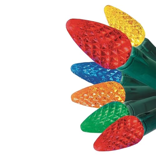 150 LED C-5 Lights Stay Bright Traditional Multicolor Lights Green Wire on Reel