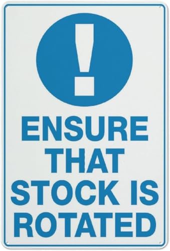 MAEXFB Stock Rotation Reminder Sign - Metal Aluminum, Rust-Free, Pre-Drilled Holes, Weatherproof - 8x12 Inch - Office, Business, Warehouse, Yard - Inventory Management Tool