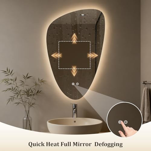 Image of WallBeyond LED Bathroom Mirror with Lights, 20 x 31 Inch Led Bathroom Vanity Mirror for Wall, Anti Fog Mirror for Bathroom, 3 Colors and Dimmable Light