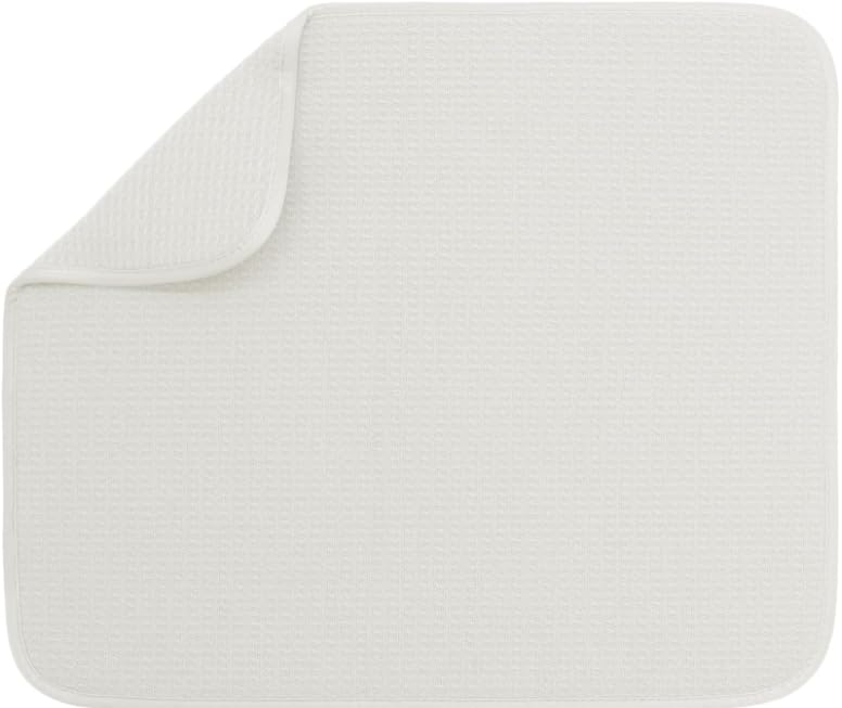 Dish Drying Mat, Absorbent Microfiber Kitchen Counter Mat, Dish Drying Pad for Dishes, Utensils, Pots and Pans , 16" x 18" , Cream