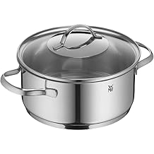 WMF Pot 24 cm Approx. 4.1L Provence Plus Pouring Rim Glass Lid Cromargan Stainless Steel Polished Suitable for Induction Hobs Dishwasher-Safe
