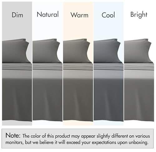 Image of RUVANTI 100% Cotton Percale Sheets, Full Size, Dark Gray | Crisp Cooling, Deep Pocket 16 inch, Soft Breathable & Durable, Hotel-Style, 4 Piece Set