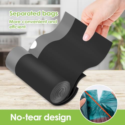 Image of 4 Gallon 312 Counts Strong Drawstring Trash Bags Garbage Bags by Teivio, Bathroom Trash Can Bin Liners, Small Plastic Bags for home office kitchen, Black
