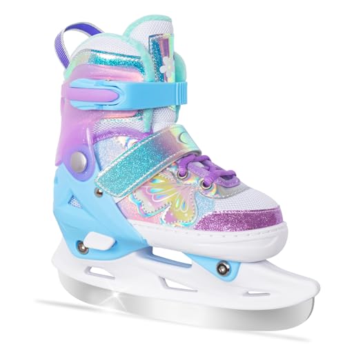 Nattork Girls Ice Skates for Kids 4 Size Adjustable Butterfly Ice Skate with Fleece Lining for Outdoor & Rink X-Small(7C-9C) Purple by Nattork - Used condition - US$23.45