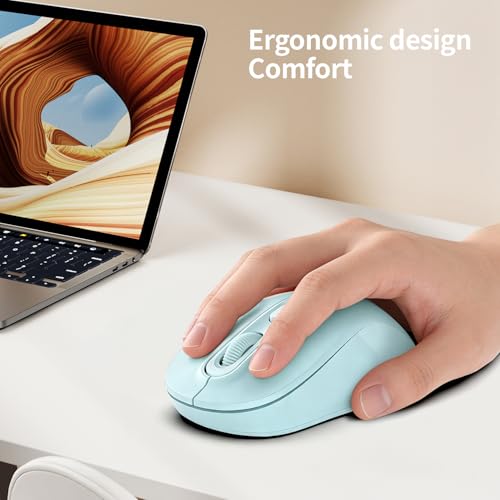 Image of Wireless Mouse, 2026 New Model, Silent Click Ergonomic Design, Portable, 4 Buttons, Adjustable DPI (800 /1200 /1600), for Laptop /PC /Office (Blue)