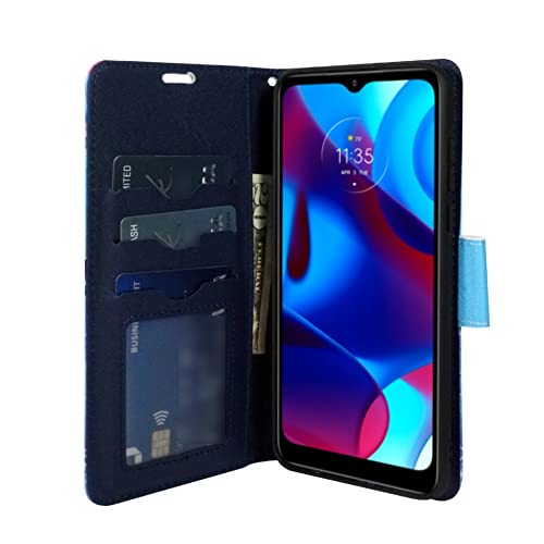 Image of Zase Moto G Stylus 5G (2023) Wallet Phone Case for Women Pouch PU Leather Flip Cover Cute Design w /Wrist Strap ID Card Slot Magnetic Lock Compatible with Motorola G Stylus 5G 2023 (Blue Bird)