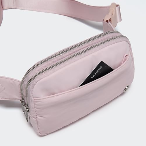 Image of Pander Everywhere Belt Bag for Women, 5 Zipper Pockets Nylon Crossbody Fanny Pack Purse (Pink).