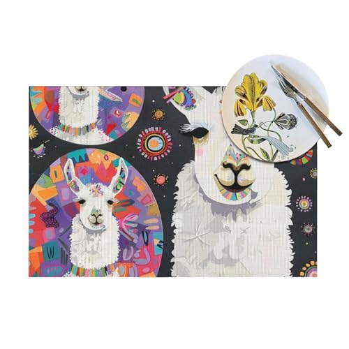 Set de table lama alpaga PVC antidérapant résistant chaleur lavable cuisine