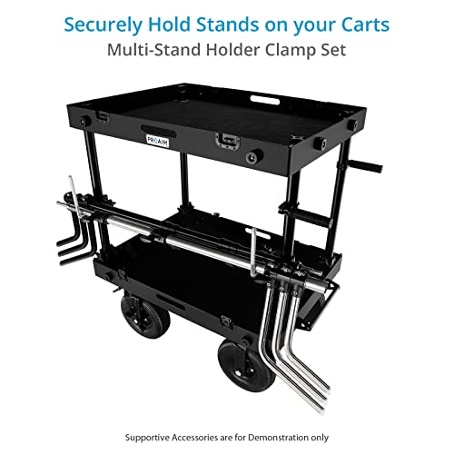 Proaim Multi-Stand Holder Clamp Set for Camera Production Cart Made for Holding Full-Size Light Stand/C-Stand on Victor - Image 2
