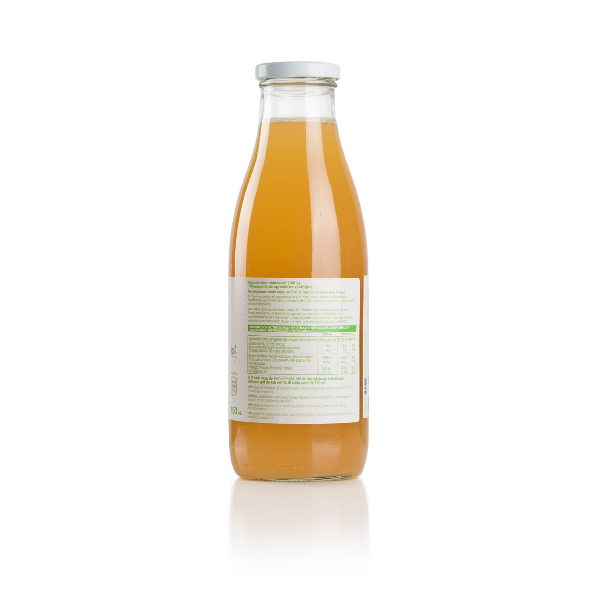ÉKOLO Zumo de Manzana Ecológico, 100% Exprimido, 6 Botellas x 750 ml, 4500 ml