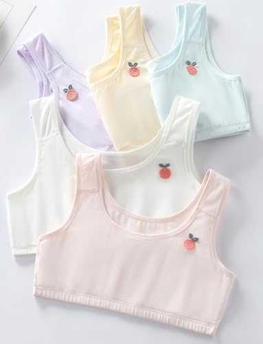 SEAUR Kid Bras for Girl Comfortable Teenager Bralette Lightly Soft Training Bra No Pads Chest Double Lined 3 Packs M-2XL4