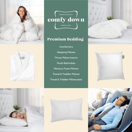 Image of ComfyDown 16x18 Throw Pillow Insert, Down & Feather Fill, 100% Cotton Cover, Made in USA - Premium Soft Decorative Pillow Form Sham Stuffer for Bed, Sofa & Couch