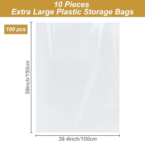 Rainmae 10 Pack 40x60 inches Large Clear Plastic Bag Giant Storage Bags for Dustproof Moistureproof, Luggage, Suitcase - Image 2