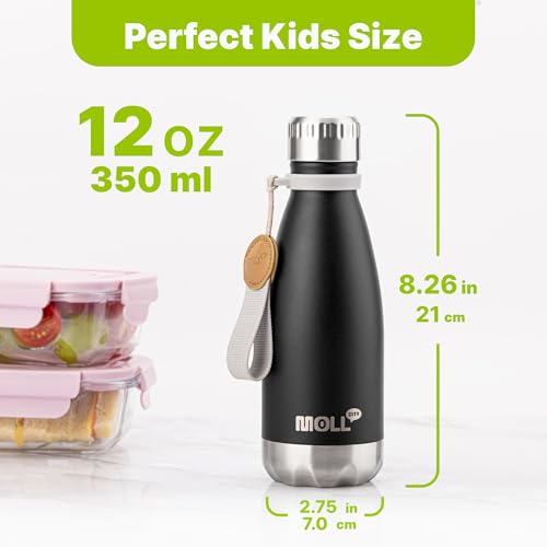 Image of Kids Water Bottle for School-12 oz Stainless Steel Insulated,Black