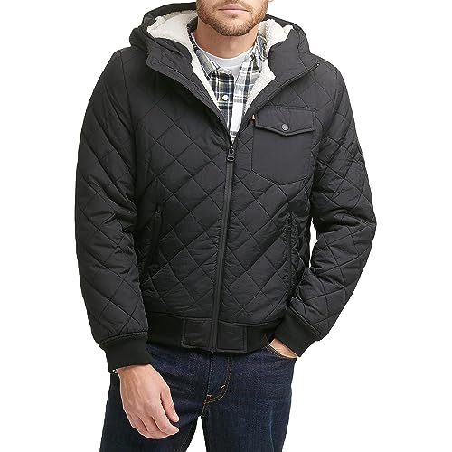 Image of LEVI'S Men's Levi's Men's Diamond Quilted Sherpa Lined Bomber Jacket