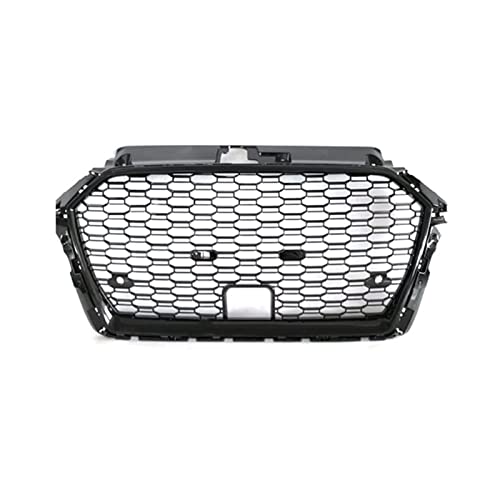 Parrilla Delantera Parrilla Automática para A3 S3 8V 2017 2018 2019 Parrilla Parachoques Delantero Cubierta Malla Parrillas Carreras Rejilla Parachoques Delantero (Color : with Acc with Rings)