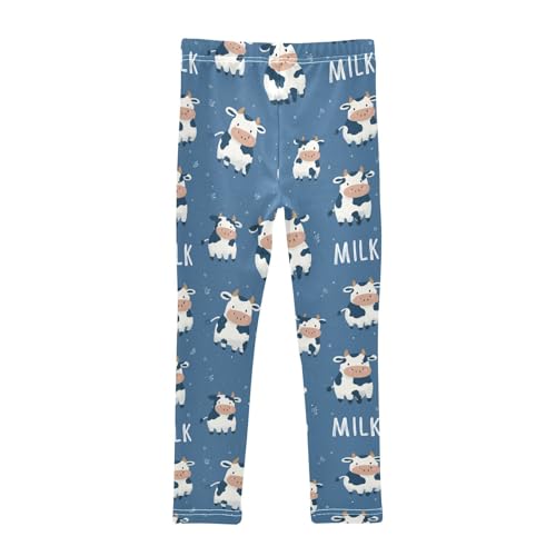 Vdsrup Girls Leggings Milk Cartoon Cow Blue Kids Length Leggings Pants Athletic Yoga Pants Toddler Tights Trousers 4T2