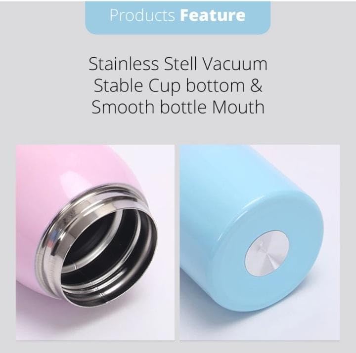 Image of 500ML Glossy Stainless Steel Insulated Water Bottle for Hot and Cold Beverages, BPA Free and Leakproof Thermosteel Double Walled Insulated Vacuum Thermos Flask