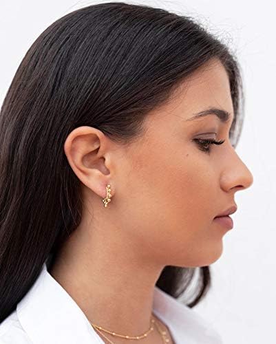 MEVECCO Dainty Gold Hoop Earrings for Women 18K Gold Plated Spike Huggie Hoop Earrings Geometry Handmade Minimalist Hypoallergenic Hoop Earrings for Her Gifts - Image 3